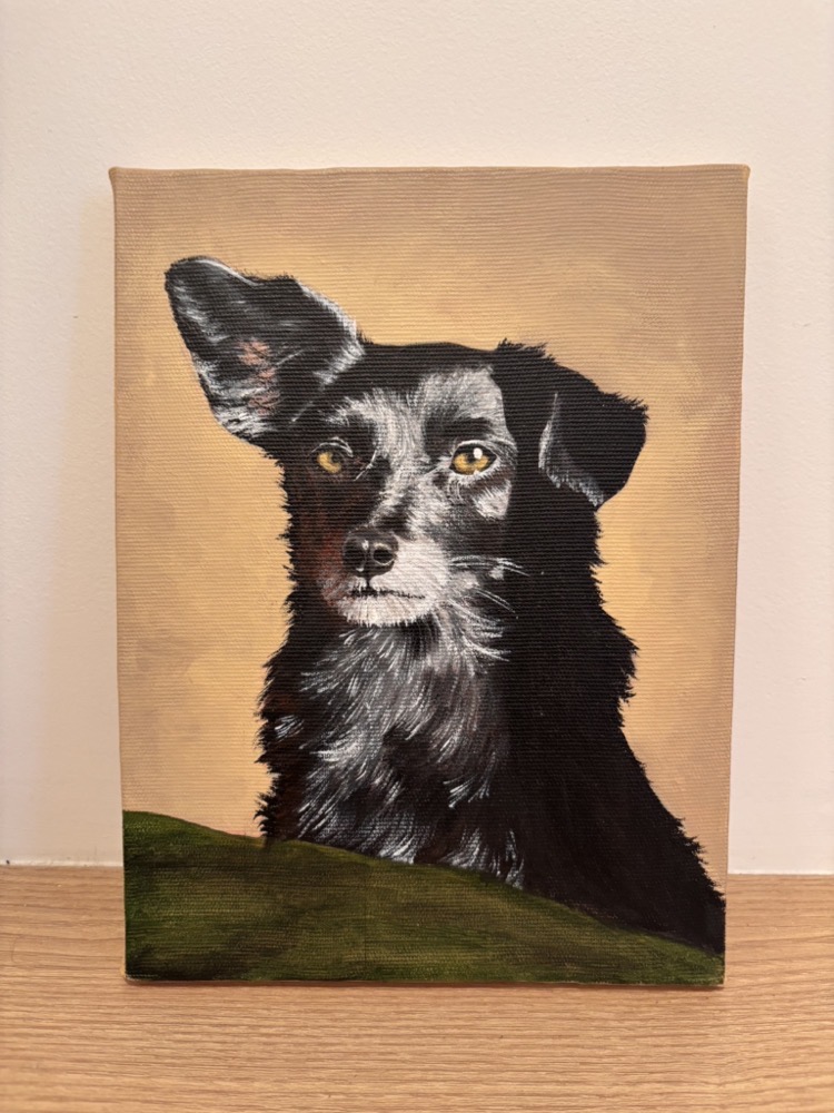 Pintura de um cachorro preto